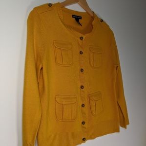 Marigold Military Style Cardigan Sweater